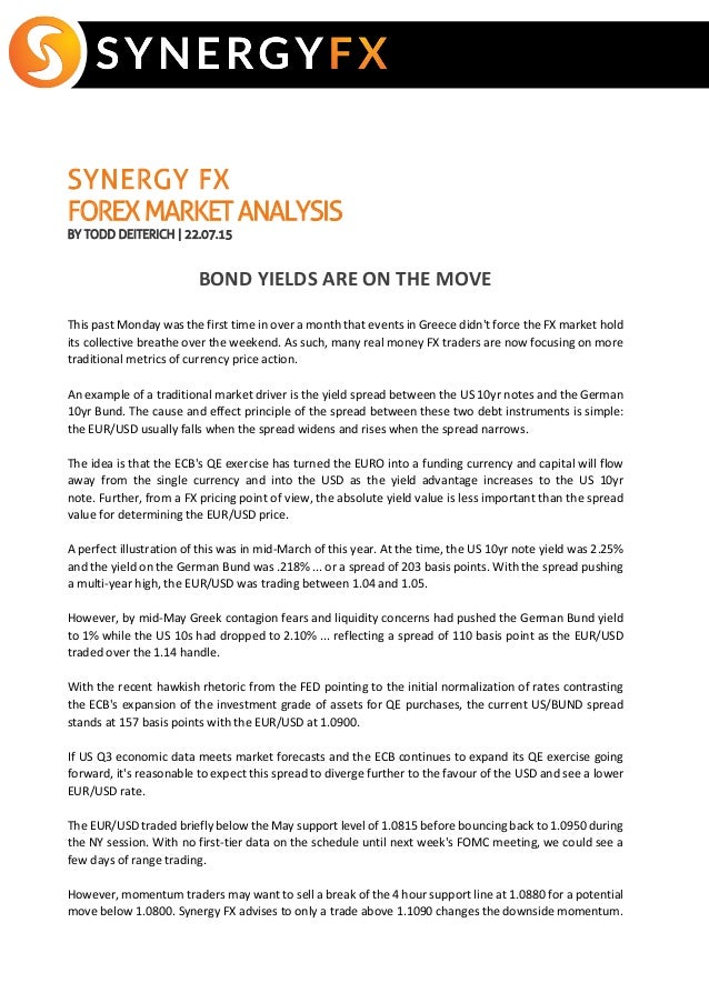 Synergy Fx Forex Market Analysis 22nd July 2015 - 